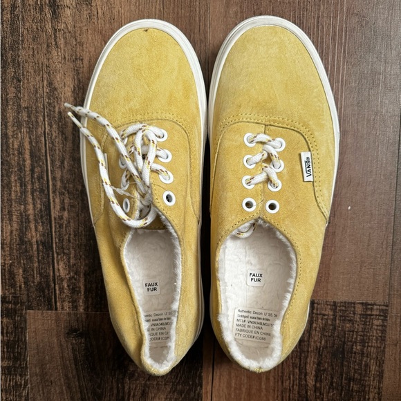 Vans Shoes - New Vans Authentic suede shoes. Size 7, Yellow colorway, Sherpa faux fur lining
